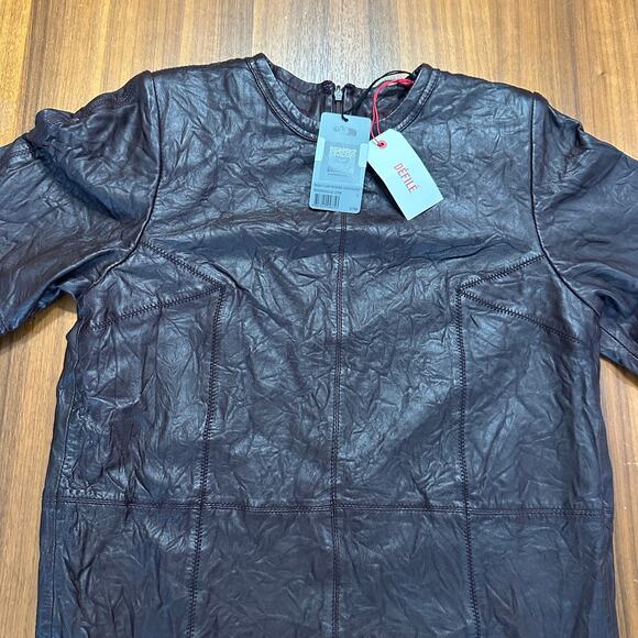 Zadig & Voltaire Chocolate Brown Crinkled Leather Ridley Dress, Large NWT - Picture 12 of 12